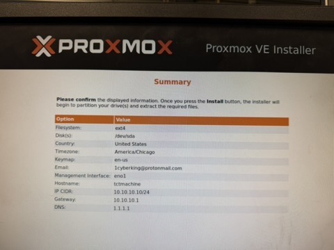 Proxmox installer Summary